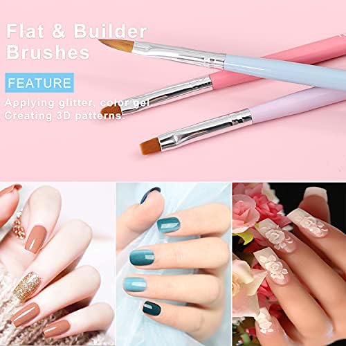TEOYALL Nail Art Brushes, Nail Design Painting Brushes Builder Gel Brush Nail Dotting Tools Nail Fine Liner Brushes - Image 4