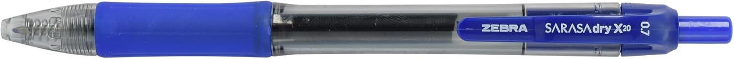 Zebra Pen Sarasa Dry X20 Retractable Gel Pens, 0.7mm Medium Point, Blue Ink with Rapid Fast Dry Ink Technology, Ideal for the Left-Handed, Eliminates Smudging and Smearing in Seconds, 12-Pack (46820) - Image 3