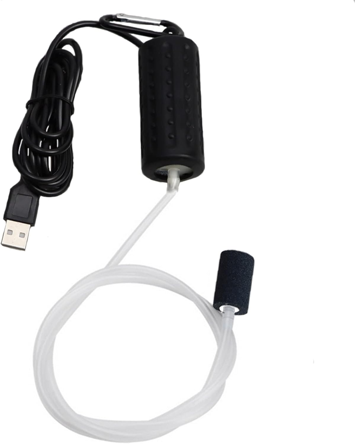 Lenpestia mini USB aquarium air pump front view with black finish