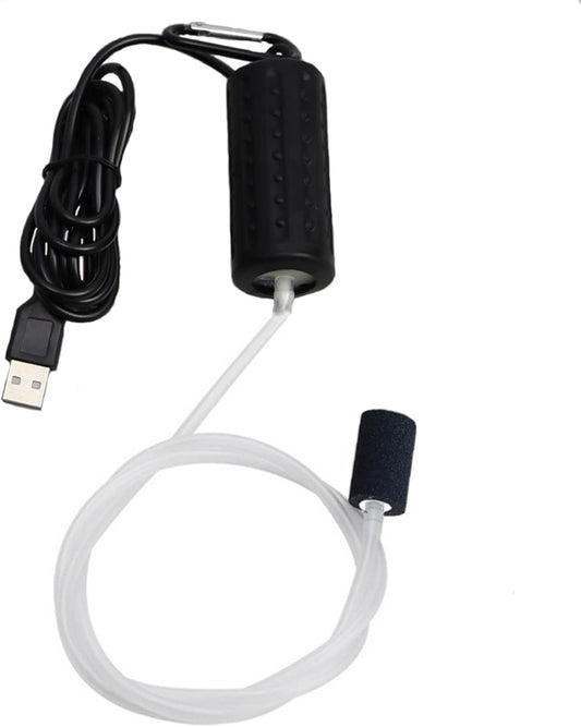 Lenpestia mini USB aquarium air pump front view with black finish