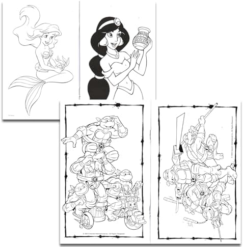 Compact four by six and a half inch children coloring books spread out to show variety.
