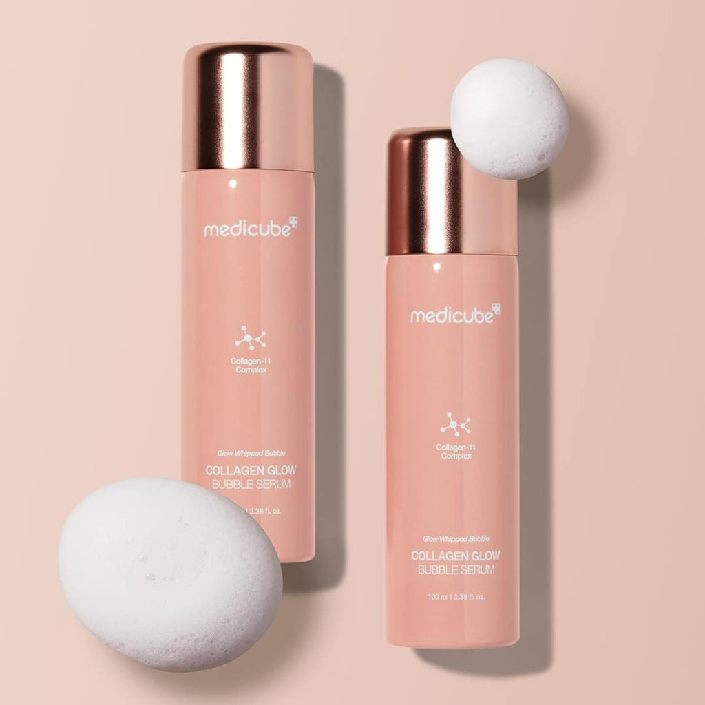Medicube collagen glow bubble serum texture and foam demonstration