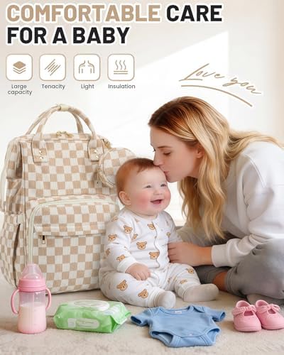 Fufazfo corduroy diaper bag backpack side profile showing pockets