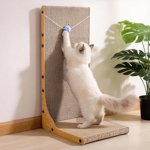 YesBes vertical cat scratching board protecting a living room couch