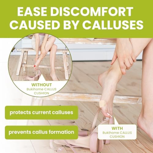 Bukihome bunion pads applied to foot to prevent shoe friction