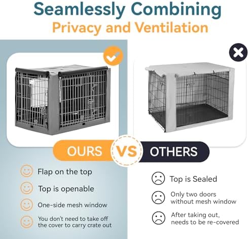 Side view of grey Petsfit crate cover showing roll up mesh windows.