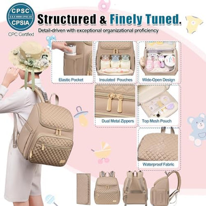 Weitars luxury baby bag with matching portable changing pad laid flat