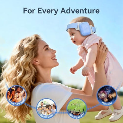 UseNiy baby ear muffs in blue for airplanes and concerts