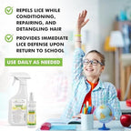 Head Hunters Lemon Heads conditioning and detangling lice spray showing back label with usage instructions.