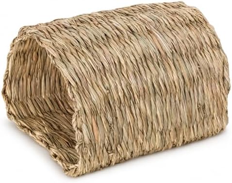 PEMAR Natural Seagrass Bunny Tunnel - Handwoven Rabbit Hideaway & Edible Grass House - Safe Chew Toy, Bed for Guinea Pigs, Chinchillas, Rats & Indoor Bunnies - Small Animal Enrichment (9x8.3x6.3") - Image 2