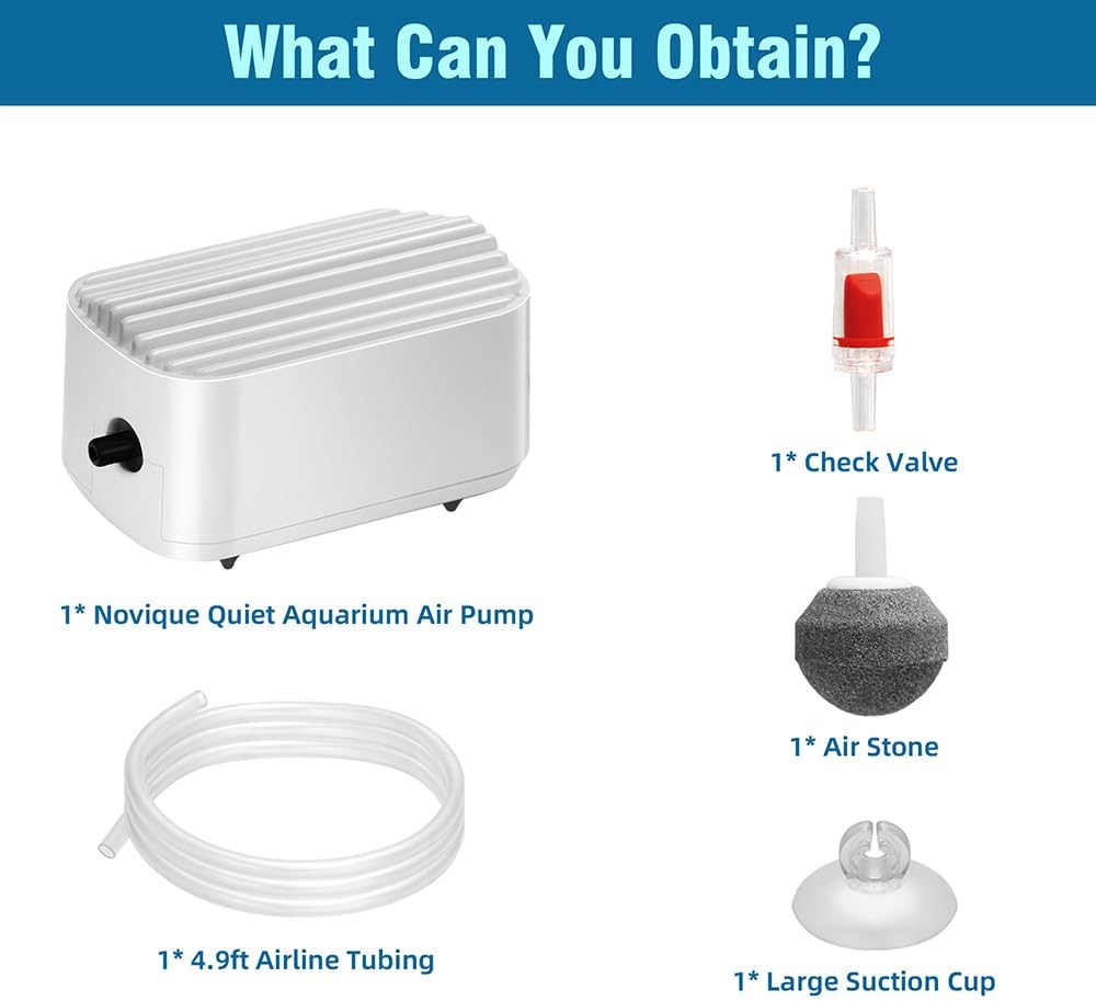 Novique oxygen pump technical specifications label