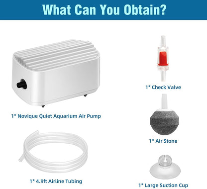 Novique oxygen pump technical specifications label