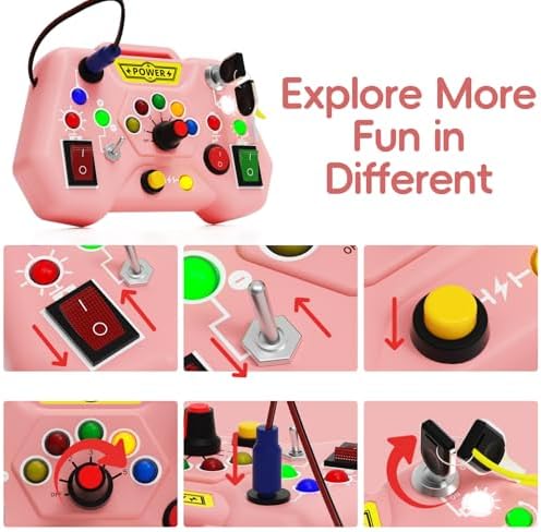 Alsatic Montessori toy light switches console detail view for toddlers