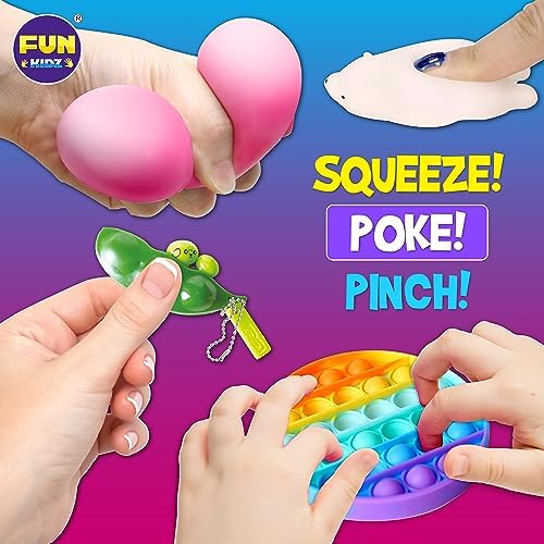 Children playing with FunKidz sensory pop bubble and squishy toys.