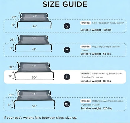 50" Lx32 Wx8 H Cooling Elevated Dog Bed for Large Dogs with Non-Slip Floor Protectors & Breathable Mesh, Raised Indoor & Outdoor Dog Cot Pet Hammock, Grey - Image 3