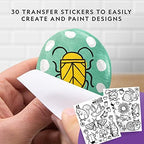 Demonstration of applying the magic transfer decals onto a painted rock using a damp sponge.