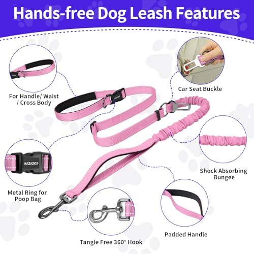 Kazazoo reflective safety dog leash demonstrating high visibility stitching in low light.