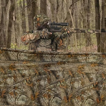 Tongcamo camo mesh hood with zipper detail for face protection