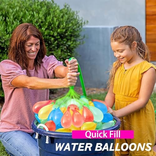 Tom Uncle rapid fill self sealing water balloons connecting to a garden hose over a swimming pool