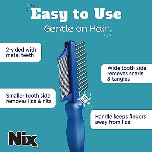 Fine metal teeth of Nix lice comb designed for egg removal.
