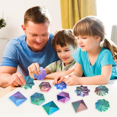 Blue and green whirling spiral design fidget toy