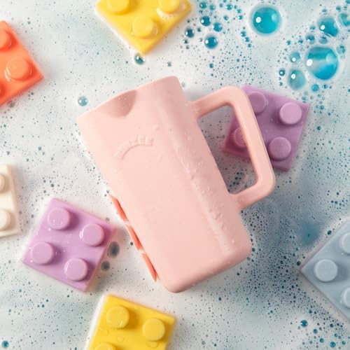Side angle view of the non toxic BPA free Rinzee silicone baby cup highlighting its ergonomic grip.