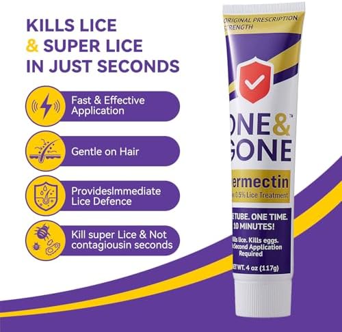 One And Gone 4 fluid ounce lice treatment tube packaging