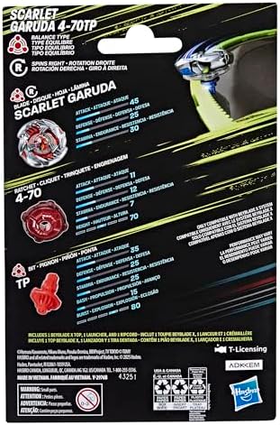Interchangeable pieces of the Beyblade X Scarlet Garuda top