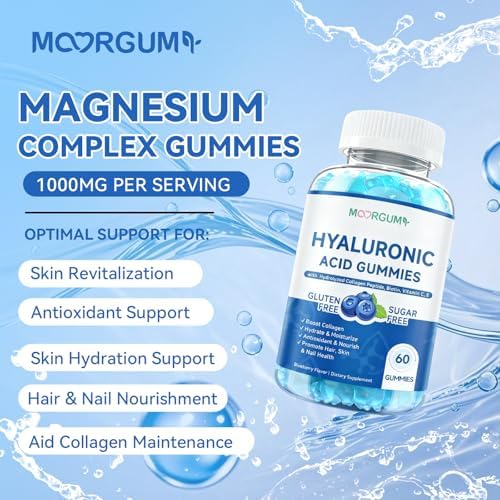 Nutritional facts panel on the back of Moorgumy sugar-free blueberry flavored gummies bottle.