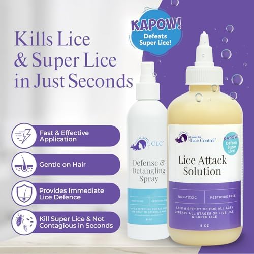 Kapow extra strength lice shampoo and treatment spray bottles for family use