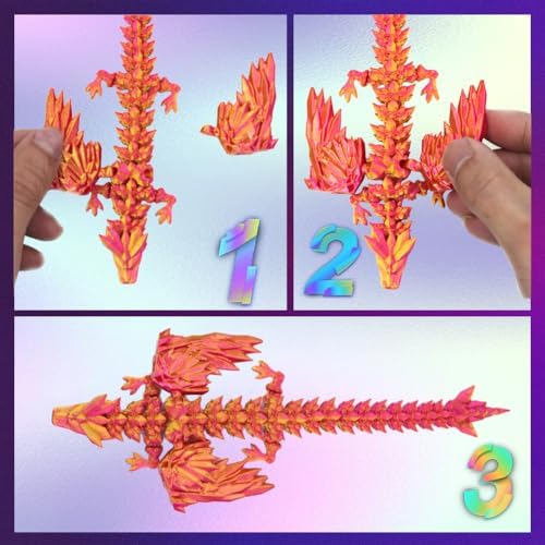 Hand holding a flexible 3D printed crystal dragon fidget toy