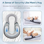 Portable baby lounger wedge pillow on a sofa