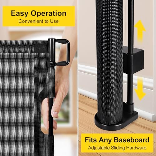 Bingguz retractable gate completely rolled up and space saving against a wall