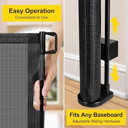 Bingguz retractable gate completely rolled up and space saving against a wall