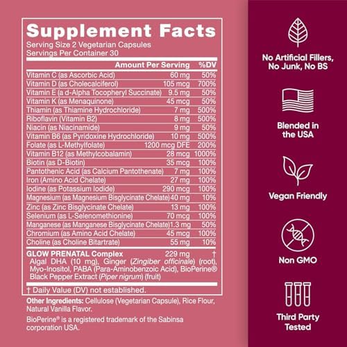 Eu Natural Glow Prenatal Vitamins daily dosage instructions