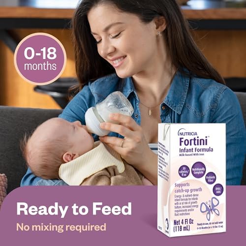 Close up of the convenient four fluid ounce ready to use single serve carton of Fortini formula