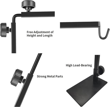 Bourdserk heavy duty light stand base plate sliding flat beneath an empty glass reptile habitat for stability setup.