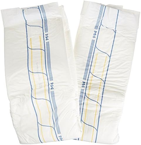 Close-up of the sizing chart and heavy absorbency indicators on the Abena Abri-Form Comfort medium packet.