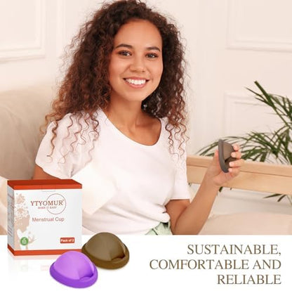YTYOMUR reusable menstrual disc being folded for easy insertion demonstration.