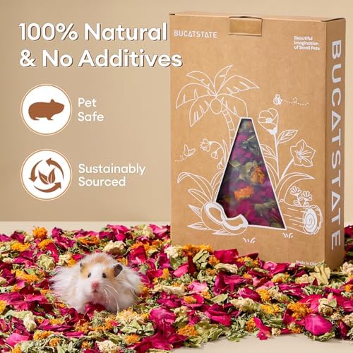 BUCATSTATE 5L Natural Flower & Hamster Bedding Soft Natural Bedding for Hamster Enrichment for Small Pets & Dwarf Syrian Hamsters, Gerbils, Mice - Image 5