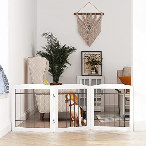 PAWLAND foldable indoor pet fence angled view showing accordion design