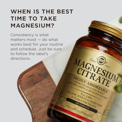 Close up view of Solgar Magnesium Citrate tablets showing texture and size details