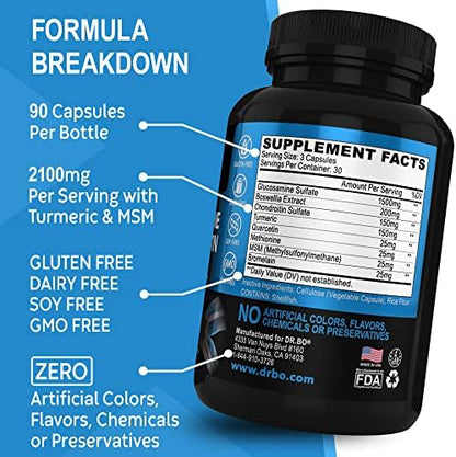Glucosamine Chondroitin MSM Turmeric - Joints Health Supplement 2100mg Knee Bone & Joints - Joint Support Supplement Pills Advanced Glucosamine Sulfate Capsules Joint Supplements for Men Women Adults - Image 7