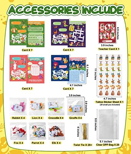 Colplay 28 pack kids classroom gift box with animal building bricks and stickers