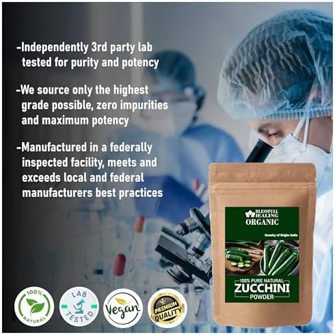 Micro-fine texture of pure natural zucchini powder for healthy smoothies.