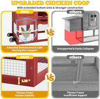 Portable Chicken Coop with Wheels Poultry Cage, Wooden Chicken Coop for 4-6 Chickens, Nesting Box, Pull-Out Tray, Ventilated Windows, Asphalt Weatherproof Roof, 81.5" Lx25.6 Wx44.1 H, Red - Image 6
