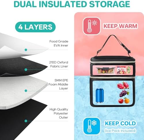 Interior view of Piioser insulated bottle cooler bag