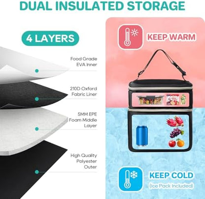 Interior view of Piioser insulated bottle cooler bag