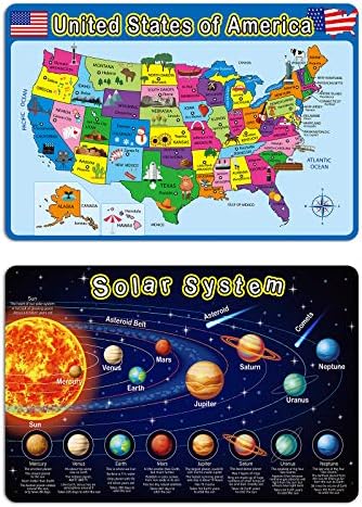 Patelai nursery kindergarten classroom table placemats showing the United States geographic map.