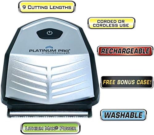 MANGROOMER advanced hair clippers showing the extra wide cutting blade configuration